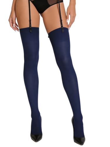 Image of Mila Marutti Thigh High Stockings for Women | Garter Belt Stockings Semi Opaque 40D | Colored Suspender Stockings Pantyhose