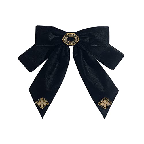 Brooches for women retro velvet bow tie brooch pins fabric flower rhinestone necktie female shirt collar jewelry for women accessories brooches for women