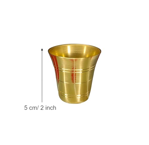 Image of Pooja Small Pital Thali & Glass Set for Bhog /Prasad || Pure Brass Thala & Glass Set for Puja Home Temple & Laddo Gopal || Pittal Ka 1pcs Thala /Plate & 1pcs Glass