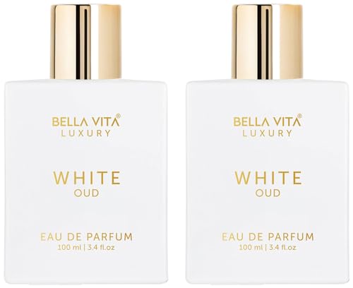 Bella Vita Luxury Unisex White Oud Eau De Parfum Liquid Perfume & With Orange, Fressia & Tobacco|Woody Long Lasting Edp Fragrance Citrus Scent, 100 Ml (Pack Of 2), 200 Millilitres