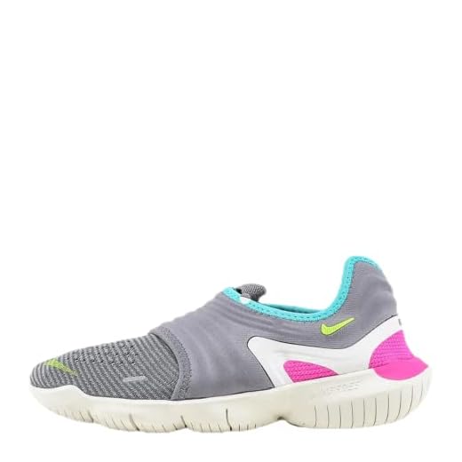 Nike Wmns Free RN Flyknit 3.0, Zapatillas de Atletismo Mujer, Multicolor (Gunsmoke/Volt/Aurora Green 000), 38 EU