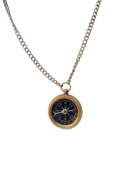 Antique Brass Pocket Compass Directional & Navigation Tool with Neck Chain Unisex Gift Item-picture-15