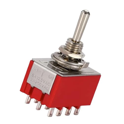 Interruptores mini 12 pines con palanca roja DPDT de alta respuesta
