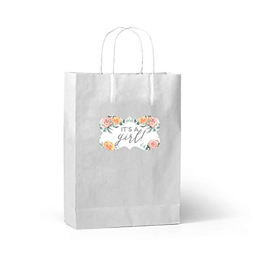 Andaz Press Peach Coral Floral Garden Party Baby Shower Collection, Fancy Frame Label Stickers, It's A Girl!, 36-Pack #TOP3