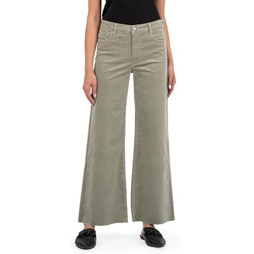 KUT from the Kloth Women's Meg High Rise Fab Ab Wide Leg Raw Hem-Long Inseam