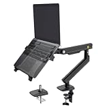 NB ERGONOMIC ノートパソコンアーム 10〜17インチ対応 9kgまで 高さ角度調整 放熱トレー ノートPCを浮かせる A5-FP | 高さ40cm・チルト+90°/−25°で画面を目線の高さに。通気スリット付き放熱トレーで熱がこもりにくく、トレーを外せばVESA75/100mm対応モニターアームとしても使用可能。MacBookやWindowsノートPC、タブレットに対応。 image