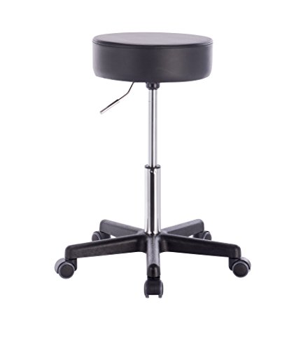 Foto von 1stuff Profi Rollhocker Squash 35 - ca. 51-71 cm Sitzhöhe - Bürohocker höhenverstellbar mit hoher Belastung - robuster Praxishocker - klassischer Arzthocker mit Rollen - 360° Dreh-Hocker (Schwarz)