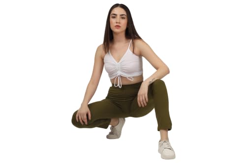 Image of Women's Cotton Stretchable Slim Fit Straight Pants Trouser for Casual Wear and Office Wear
