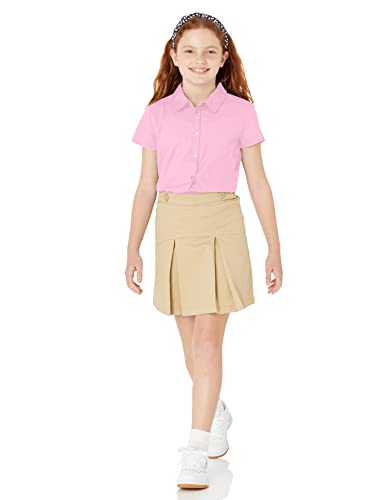Amazon Essentials Girls' Uniform Short Sleeve Stretch Poplin Button-Down Shirts, Pack of 34