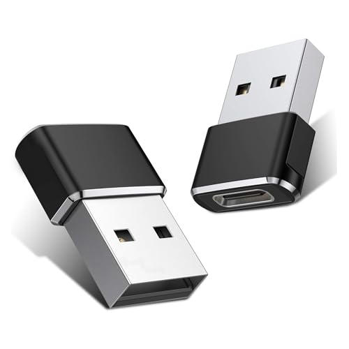 Image of Storite 2 Pack Small USB Type A Male to Type C Female Adapter, Black | Data Sync, Charging Cable Adapter Converter, Compatible Laptops Car Chargers PC