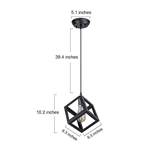 Image of JACKAL Cube Shape Pendant Light Without Bulb - Pack of 3, Hanging Ceiling Light with Braided Cord | Decorative Chandelier for Home, Living Room, Indoor, Outdoor & Bar - Black