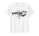 Floral Lobster Silhouette Womens Girls Graphic T-Shirt