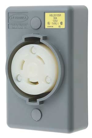 30A Twist-Lock Receptacle 2P 3W 125VAC L5-30R GY
