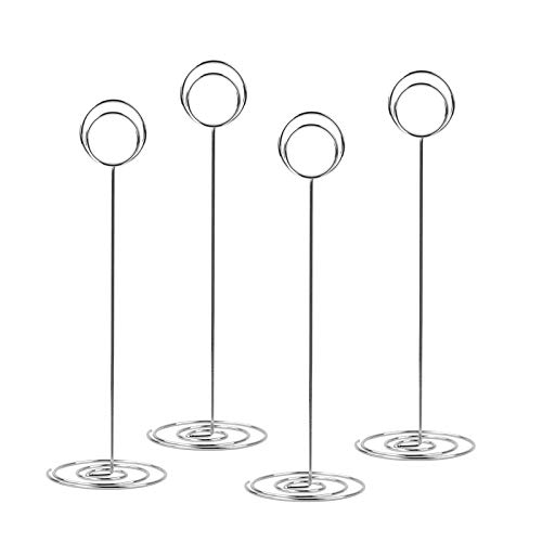 Image of Radezon 20 Pack 8.75 inch Tall Table Number Holders Place Card Holder Table Picture Holder Wire Photo Holder Clips Picture Memo Note Photo Stand (Silver)
