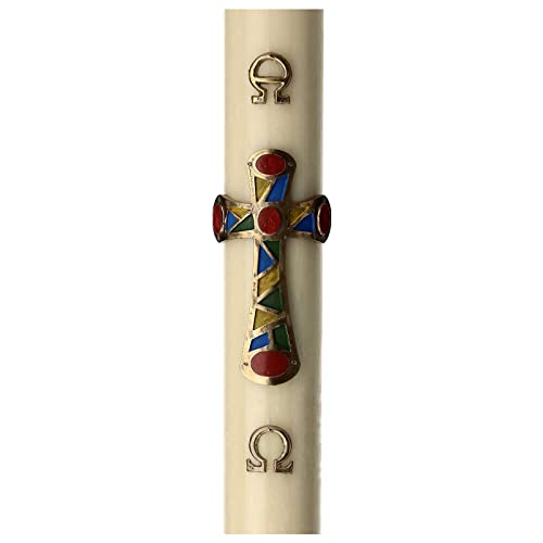 Beeswax Reinforced Paschal Candle with Patchwork Cross 3.15x47.25 in