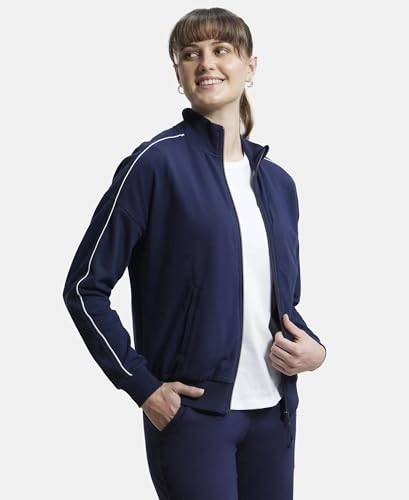Image of Jockey A111 Women's Super Combed Cotton French Terry Drop Shoulder Styled Jacket Navy Blazer XXL