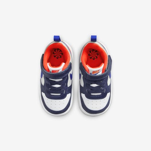 Nike Court Borough Low Recraft Baby/Toddler Shoes (DV5458-401, Midnight Navy/Team Orange/Light Silver) Size 44