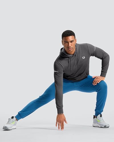 G Gradual Men's Fleece Hoodie Long Sleeve Athletic Workout Shirts(Dark Grey Heather,S) - image 3