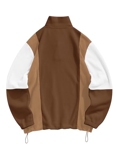 ZAFUL Mens Casual Colorblock Embroidered Pullover Sweatshirt Fuzzy Polar Fleece Button Long Sleeve Sweatshirt with Pocket2