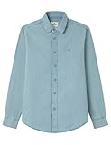 Springfield Basic Denim Shirt with Tree Embroidery Camisa Bordada, Azul, L para Hombre