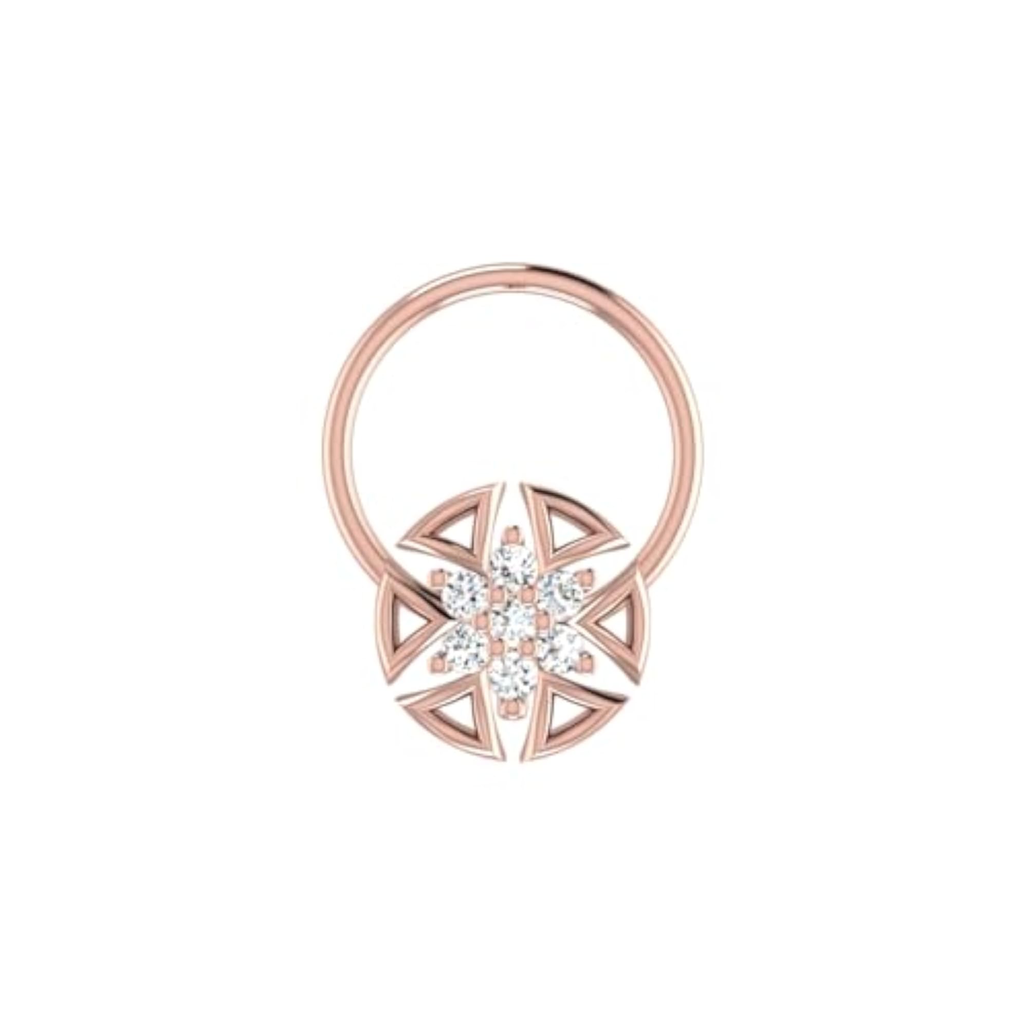 Women's 14Kt Rose Gold Stud Nosering, Chic