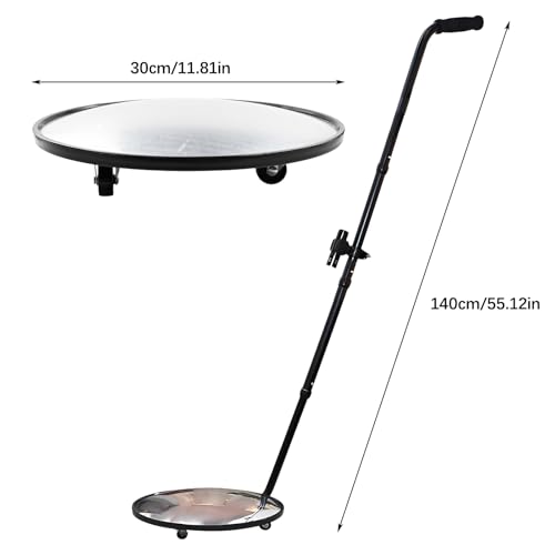 Inspektionsspiegel unter dem Fahrzeug, 55 Zoll Teleskop Inspektionsspiegel mit Rädern und LED-Licht, Konvexer Suchspiegel zur Sicherheitskontrolle unter Autos/LKWs/Ausrüstungen/über Regalen und Ecken