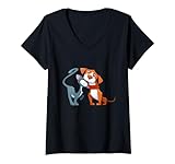 Photo Gallery donna cool dog & cat best friends, funny cat & dog cartoon graphic maglietta con collo a v Photo Gallery donna cool dog & cat best friends, funny cat & dog cartoon graphic maglietta con collo a v