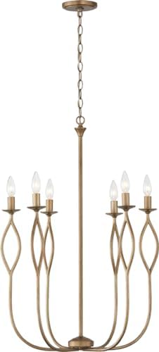 Capital Lighting 452561ML Cohen Art-Inspired Luxe Candle Chandelier, 6-Light 360 Total Watts, 32" H x 22" W, Mystic Luster