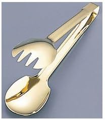 Endo Shoji BTVE701 Gold Safety Salad Tongs, Commercial Use, 18-0 Stainless Steel, Made in Japan