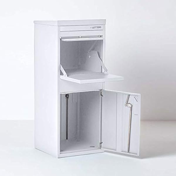 Smart Parcel Box - Buzón grande de acero blanco de acceso frontal y posterior