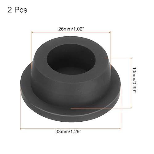 Image of UXCELL High Temp Silicone T-Shaped Rubber Stopper Plugs - Dia 26mm /1.02 inch Black Pack of 2 (OD 33mm) for Powder Coating, Plating, Waterproof Sealing