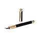 Waterman Perspective Fountain Pen, Gloss Black with 23k Gold Clip, Fine Nib with Blue Ink Cartridge, Gift Box