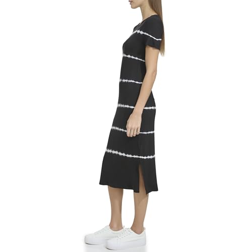 Image of Andrew Marc Women's Short Sleeve Printed Midi Dress with Slits
