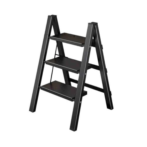 Image of Step Ladder Telescopic Thickened Portable Folding Ladder 3 /5 Steps Stairs Aluminum Alloy Multifunctional Small Ladder Stool Household Ladder(Black,Small)