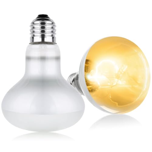 Adiwo Lampe Chauffante, 2pcs 75W Lampe Chauffante Tortue, UVA+UVB E27 Spiral Lampe Reptiles, 220V Silver Plated Glass Ampoule Lamp Chauffante Tortue pour...