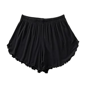 LApooh Damen-Pyjama-Shorts, Superkurze, Weiche Schlafhose, Dehnbare Pyjama-Hose, Legging-Knickers, Stilvolle Lounge-Shorts Zum Schlafen, Fitnessstudio, Laufen, Schwarz, L