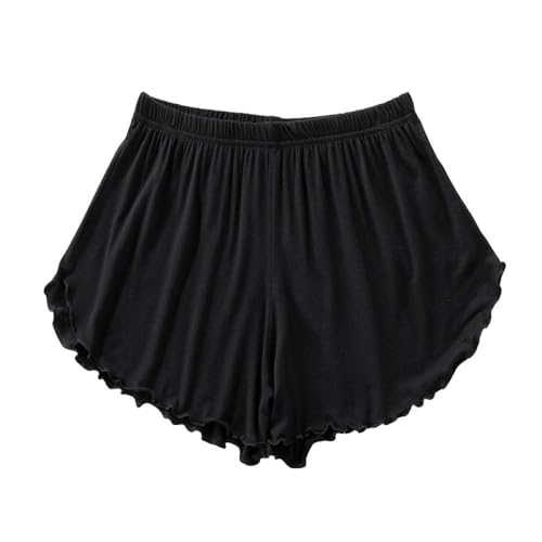 LApooh Damen-Pyjama-Shorts, Superkurze, Weiche Schlafhose, Dehnbare Pyjama-Hose, Legging-Knickers, Stilvolle Lounge-Shorts Zum Schlafen, Fitnessstudio, Laufen, Schwarz, L