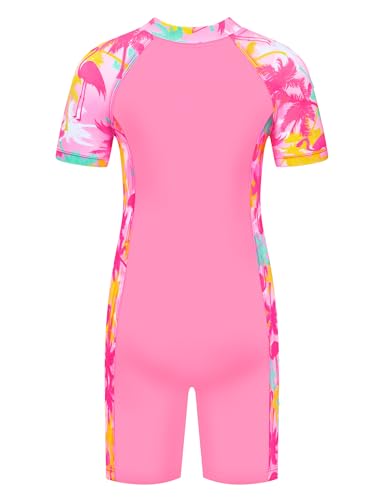 Image of Girls One Piece Swimsuit UPF 50+ Rash Guard with Front Zipper for Ages 3-14