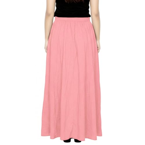 Image of Sttoffa Women Solid Color Maxi Plain Cotton Full Length White Skirt 40 inch Long Cotton Long Skirt