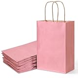 JOHOUSE 32PCS Pink Paper Bags with Handle, Party Favor Bags Gift Bags with Handles for Proposal Girl Birthday Goodie Bags 5.5' x 2.8' x 7.9'