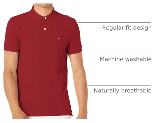 Image of Tommy Hilfiger Mens Short Sleeve Cotton Pique Polo Shirt in Regular Fit