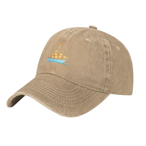 WHJDPP Natural Small Boat Shaped Cookies Picture Washed Cowboy Baseball Cap for Adults - Stylish and Breathable Hat