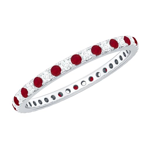 Certified Real Ruby Eternity Ring for Women, AAA Quality, Ruby Moissanite Wedding Band - Ready To Gift
