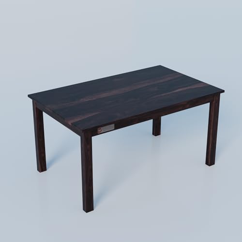 Image of DRIFTINGWOOD Tiya Solidwood Dining Table 4 Seater with Floral Design Cushions | Four Seater Dinning Table with 4 Chairs for Home | Rosewood, Walnut Finish, Self Assembly(DIY)