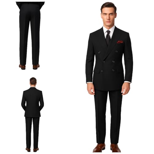 Image of Men's 2 Piece Double Breasted Suit (Black)