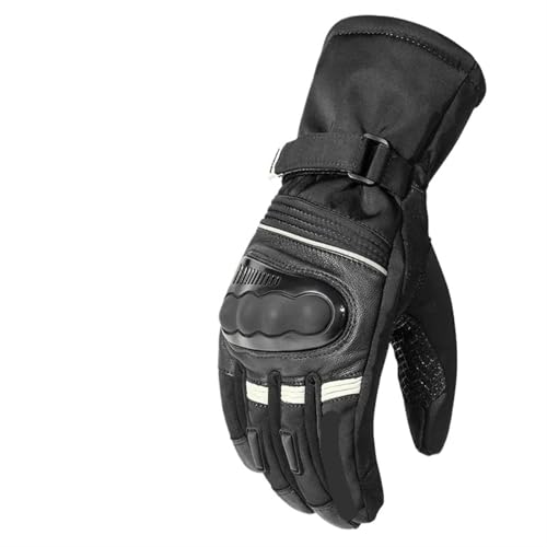 Guantes Moto Guantes Térmicos de invierno for motocicleta, guantes impermeables for motociclista, guantes de lana a prueba de viento for Motocross, equipo de Moto de cuero Guantes Moto Hombre(Black gr