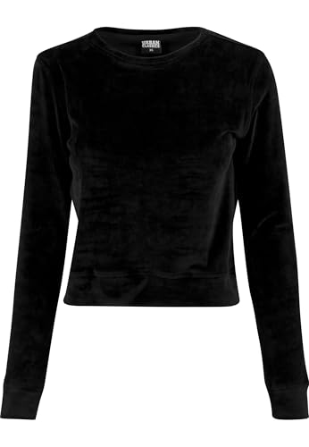 Ladies Short Velvet Crew Urban Classics sweat court en velours noir pour femme
