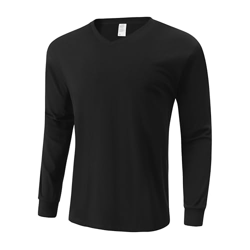 Cotton V-Neck Long Sleeve T-Shirt for Men/Women Plain Outdoor Sweater Basic Top3