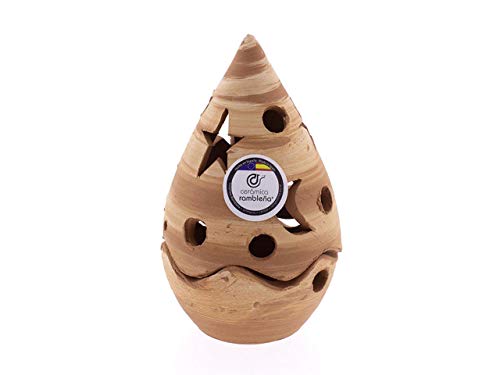 CERÁMICA RAMBLEÑA | Portavelas de Barro Rojo Modelo Pico | Portavelas Farol | Portavelas Decorativos | 100% Hecho a Mano | 8.5x8.5x15 cm