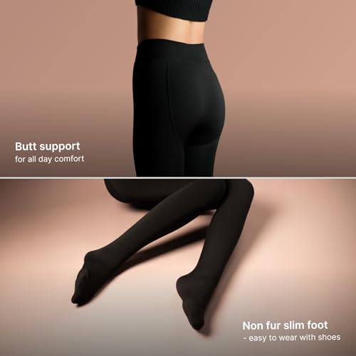 Image of Theater Fur Opaque Stockings for Women | Fleece Lined Free Size Full Length Stretchable and Warm Tights with Soft Comfortable Waistband